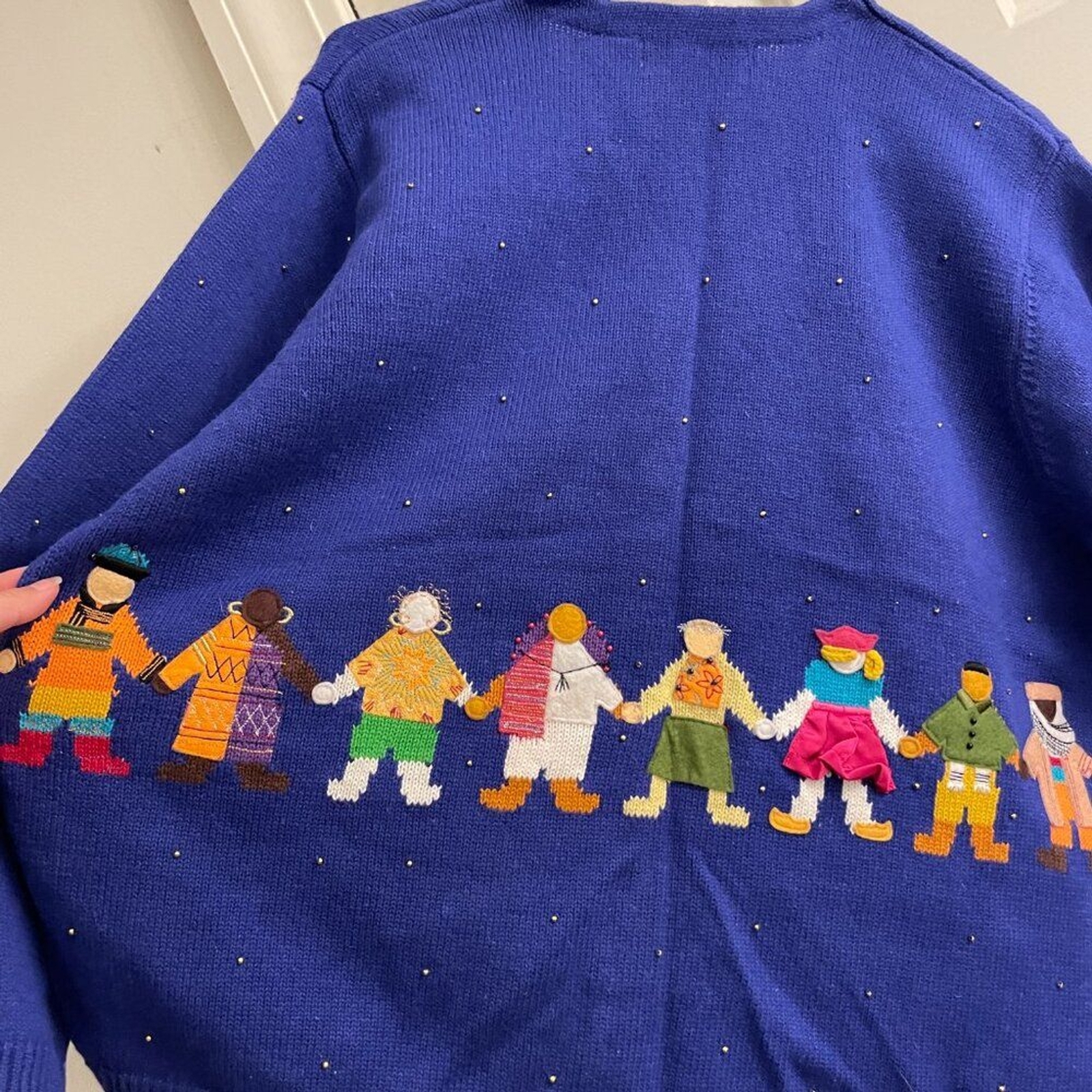 NWT Vintage BellePointe World Peace Blue Sweater Cardigan