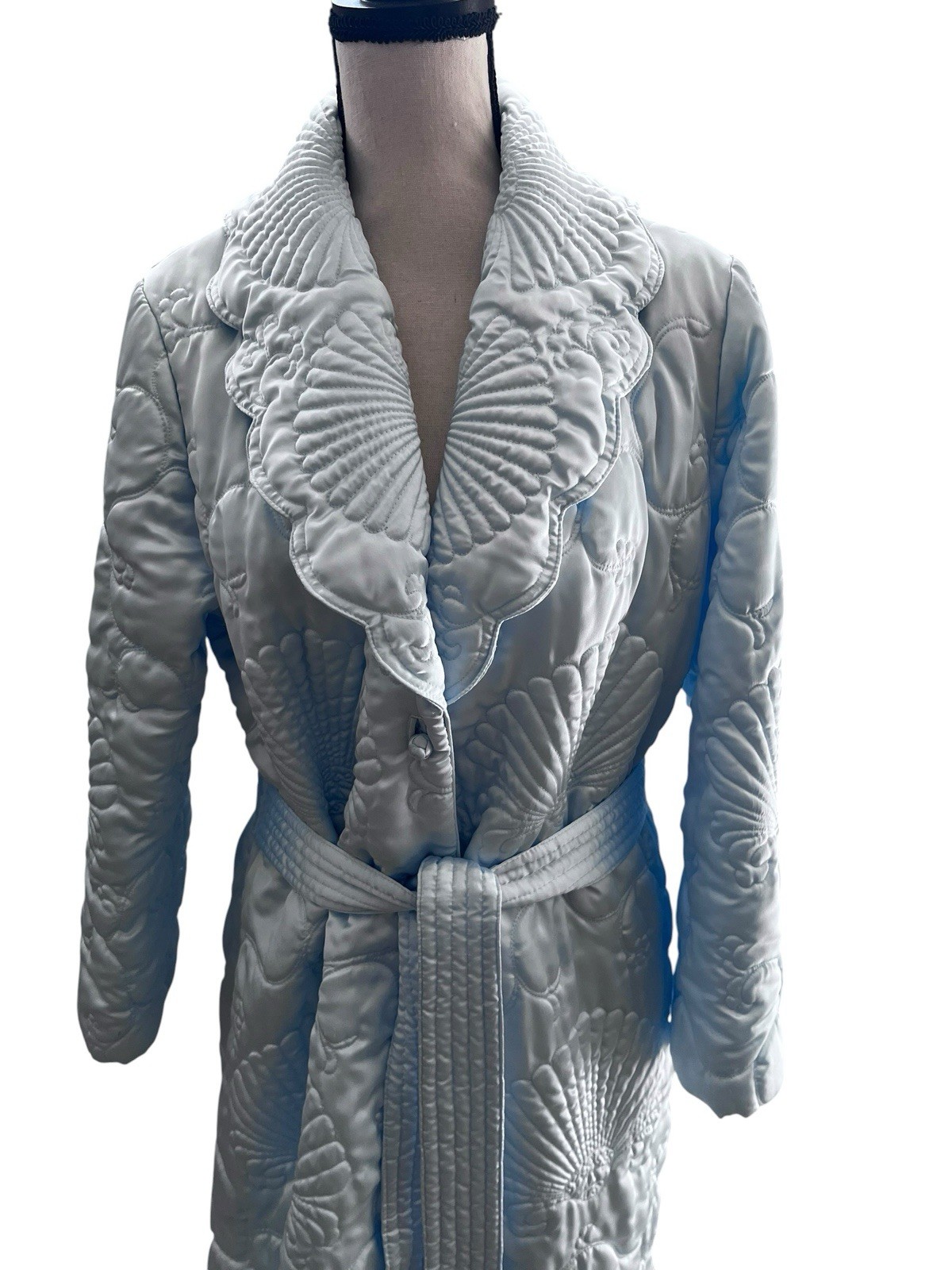Vintage Satin Nordstrom Quilted Robe Powder Blue Housecoat Dressing Gown Large