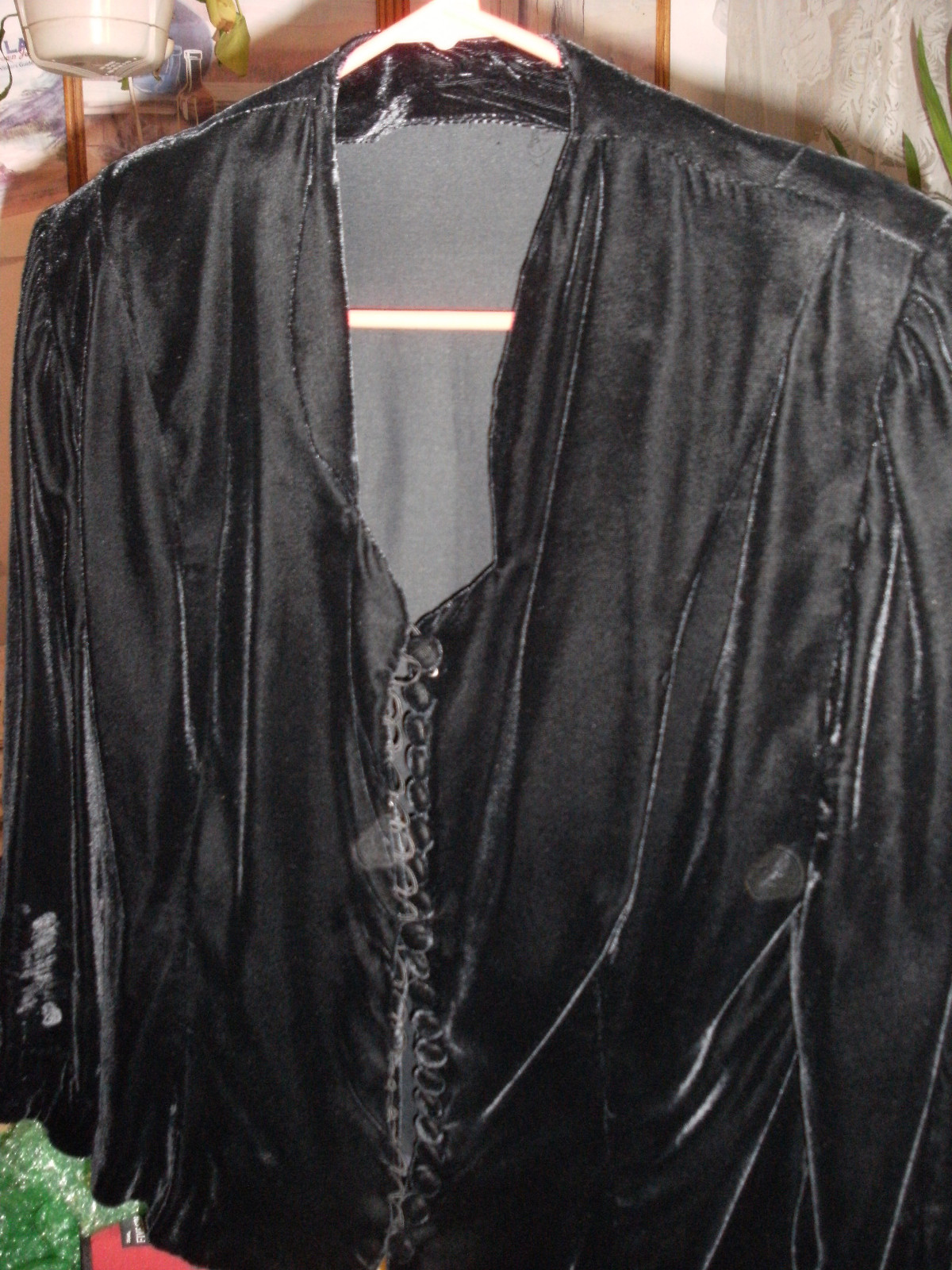 Black Velvet Over Jacket Vintage 1920’s to 1930’s handmade 16 in shoulders