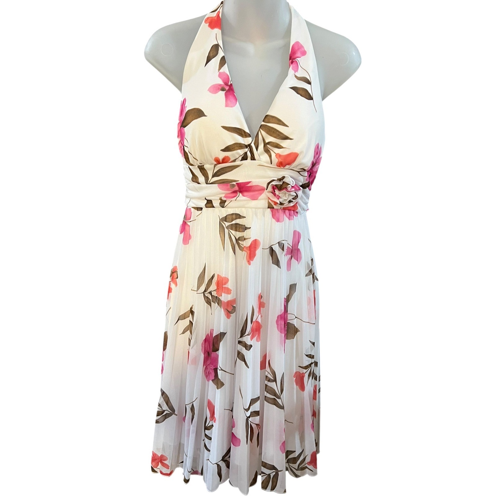 Speechless Floral Dress White, Pink, Green Halter Size Medium Y2K Vintage Fairy