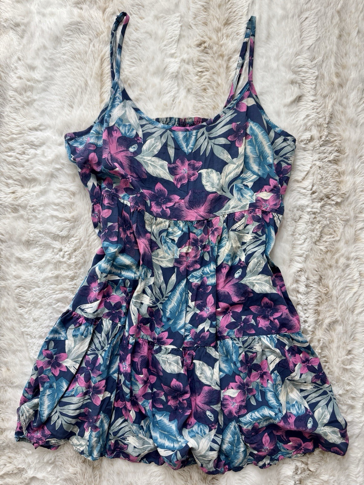 Vintage Y2K American Eagle Floral Tiered Cami Babydoll Boho Dress