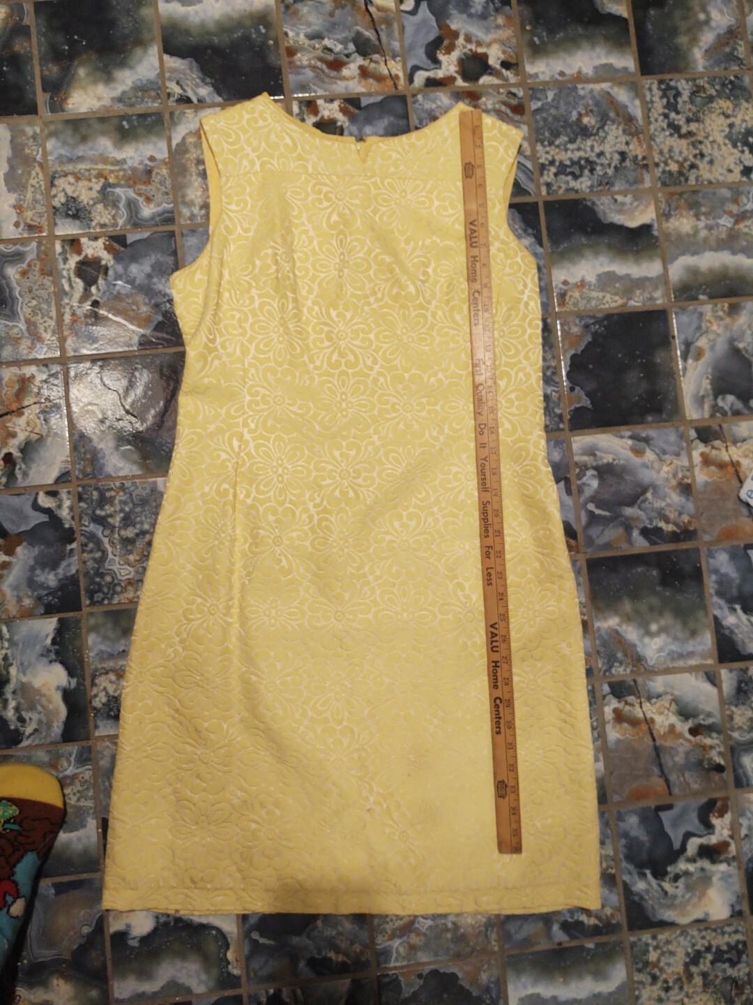 Vintage 1960s Elinor Gay Original Bright Yellow Shift Dress W/Jacket Sz 18