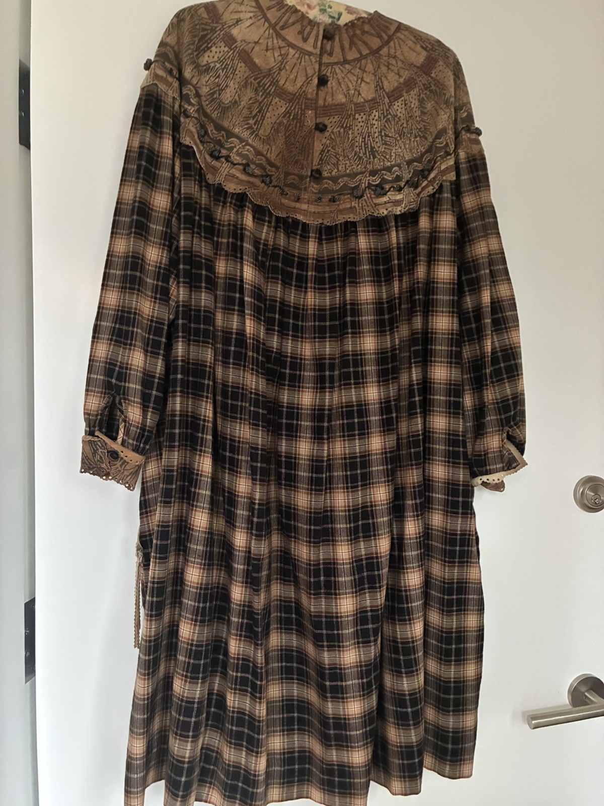 Zandra Rhodes vintage 1983 Mount Olympus Collection Plaid/Suede Dress *RARE*