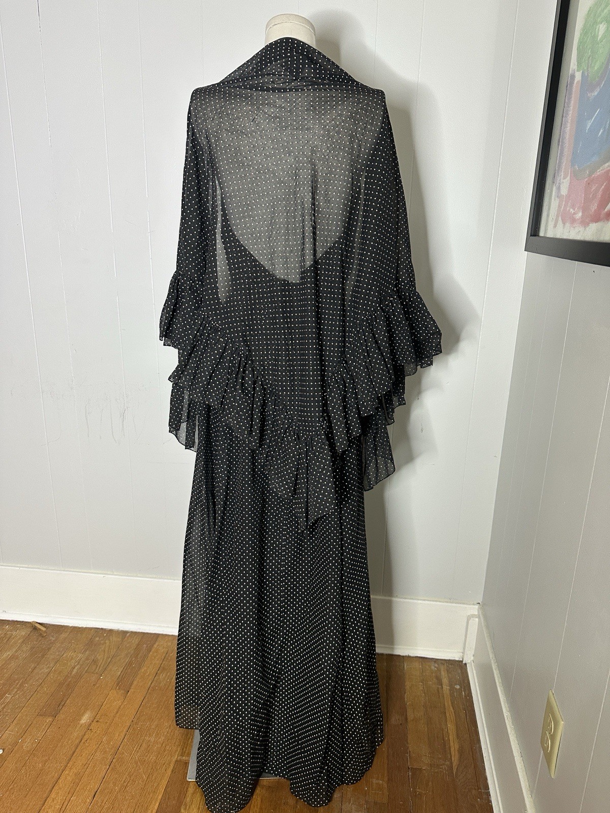 Vintage Lilli Diamond Polka Dot Halter Maxi With Shawl 1970s