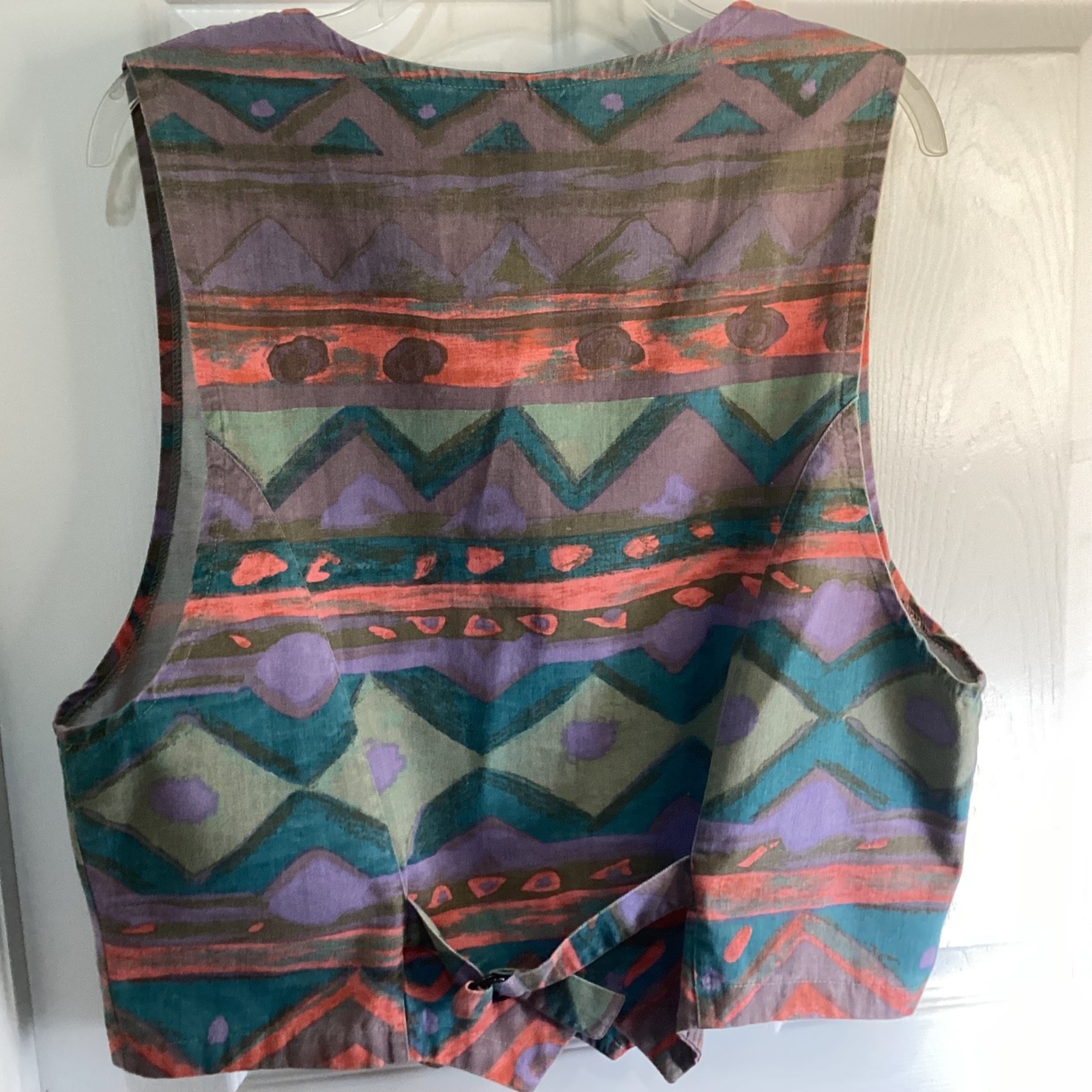 VTG 90s Chico’s design southwestern Aztec Cotton Denim Vest ~Sz 2- Large