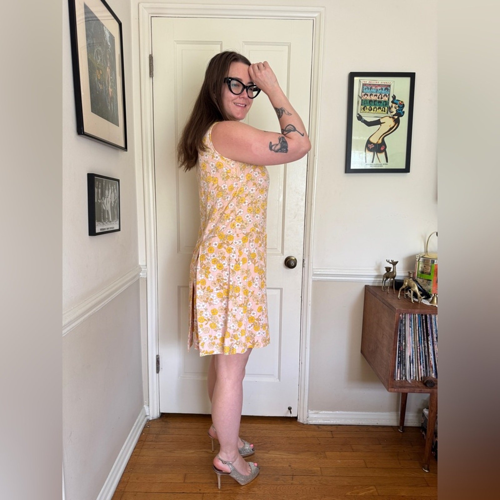 60s Vintage Carol Brent Floral Pastel Split Skirt Romper