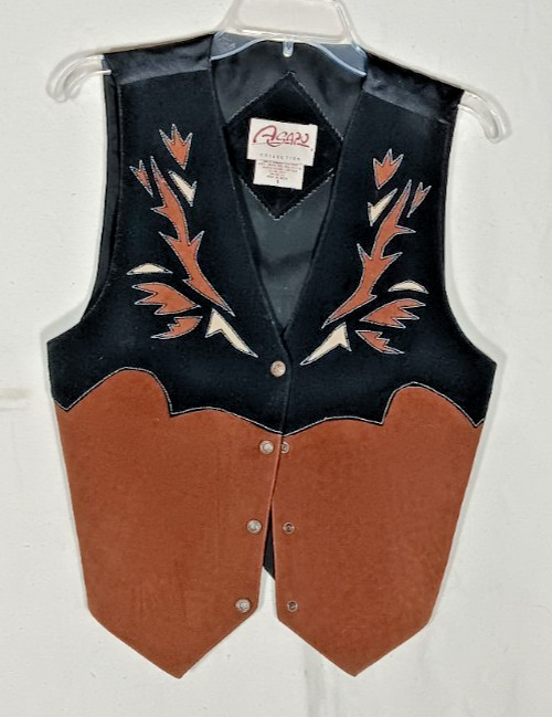 Vintage Agapo Collection Womens Genuine leather Western Vest snap front small