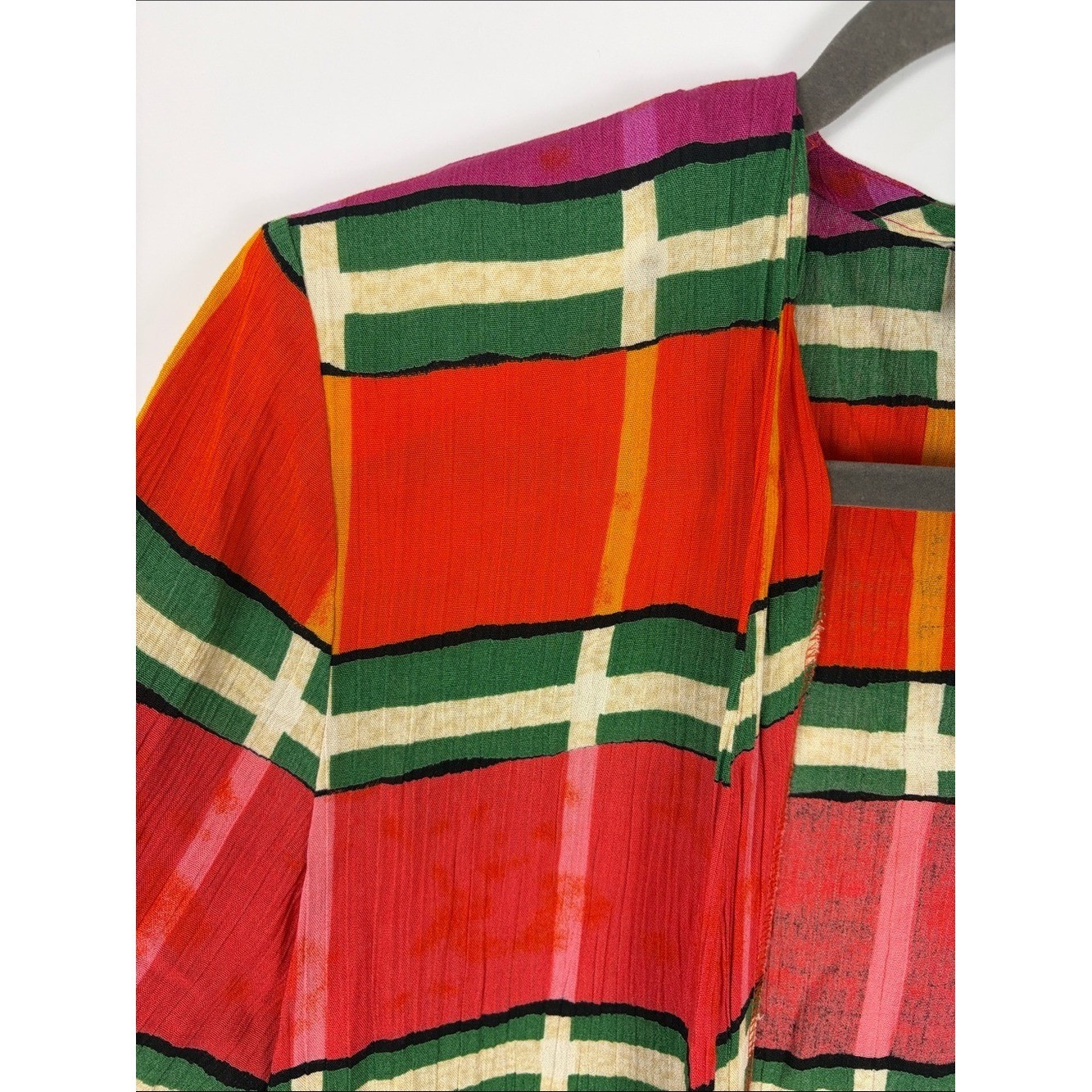 Vintage 80s 90s Phoebe Plaid Open Front Cardigan Shoulder Pads Boho M