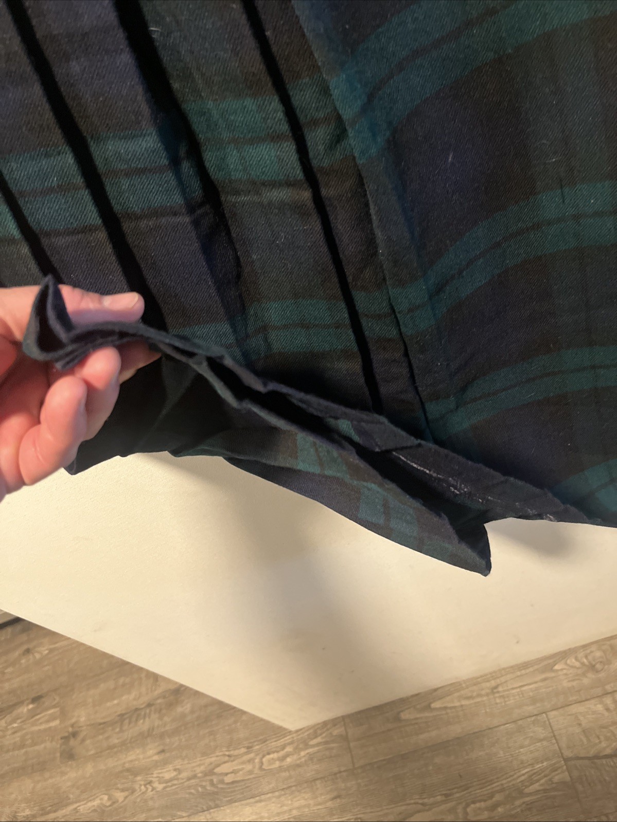 Vintage 80s Wool Kilt Skirt Aunt Abigail’s Attic Blue Green Plaid 30” W 31” L