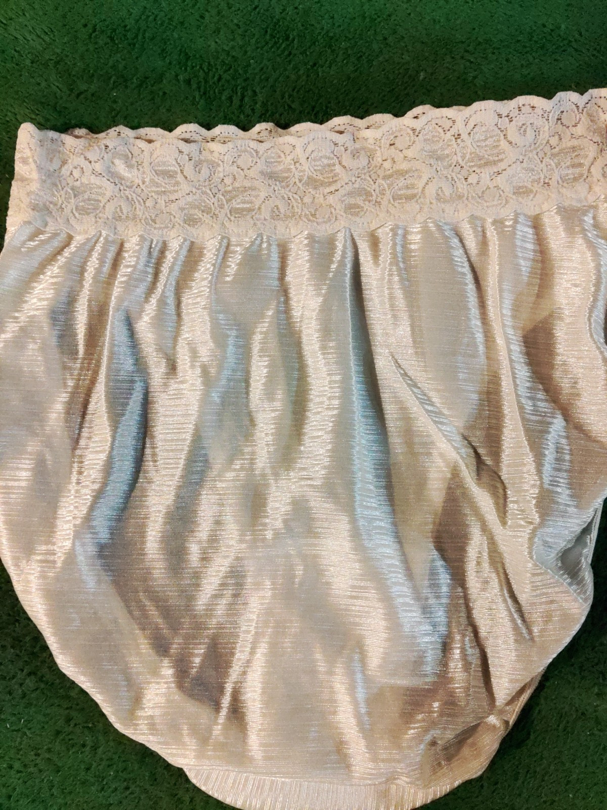 Vintage Bestform Panty Hi-Cut Panties Wide Lace Stripe Shiny Nylon White 5