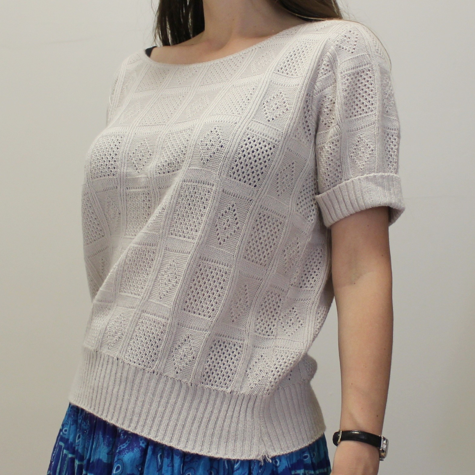 Vintage 70s Gray Knit Sweater Tee by Kenneth Too!