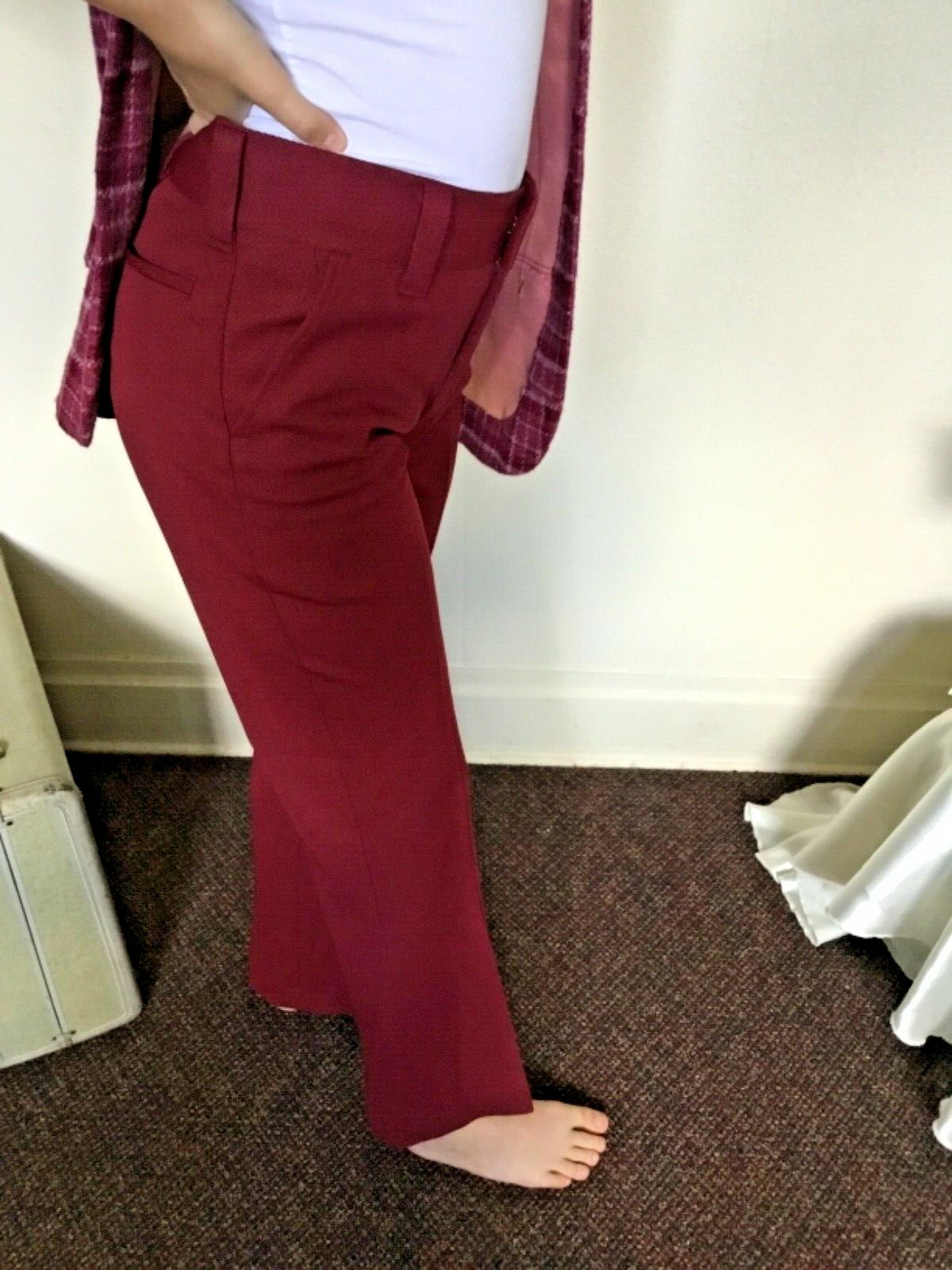 70’s Vintage Maroon Hippie Wide Leg Bell Bottom Pants „NWT”