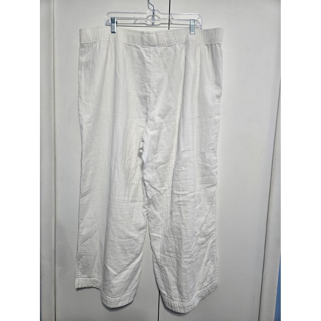 Old Navy 2X White Cotton Gauze Wide Leg Pants Plus Size Beach Coastal
