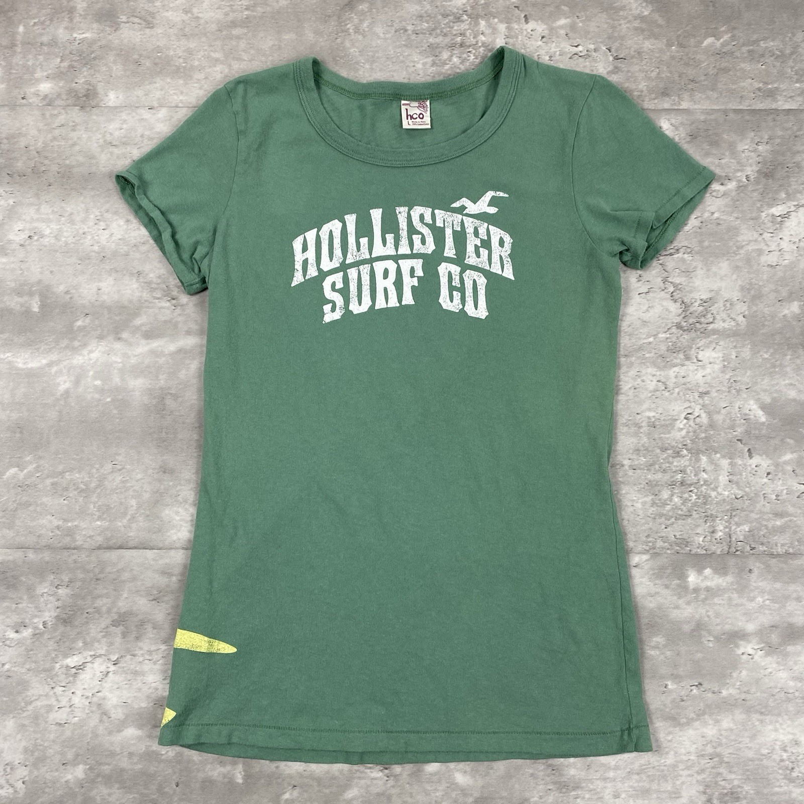 vintage HOLLISTER SURF CO babydoll t shirt L y2k 2000s HCO green double sided