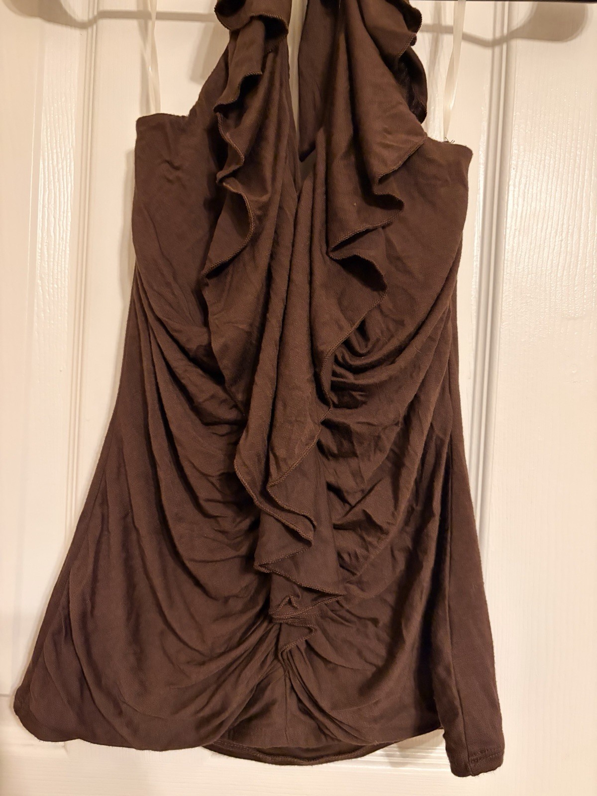 Vintage Cache Halter Blouse Brown Size Medium Made In USA 90s Y2k