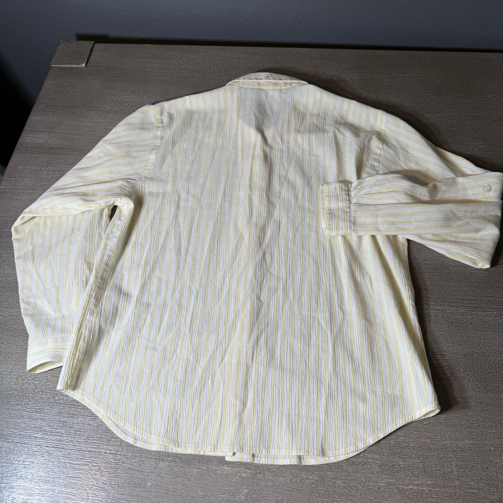 Vintage 90 KORET FRANCISCA Petite Large Yellow Strip Embordered Button Up Blouse