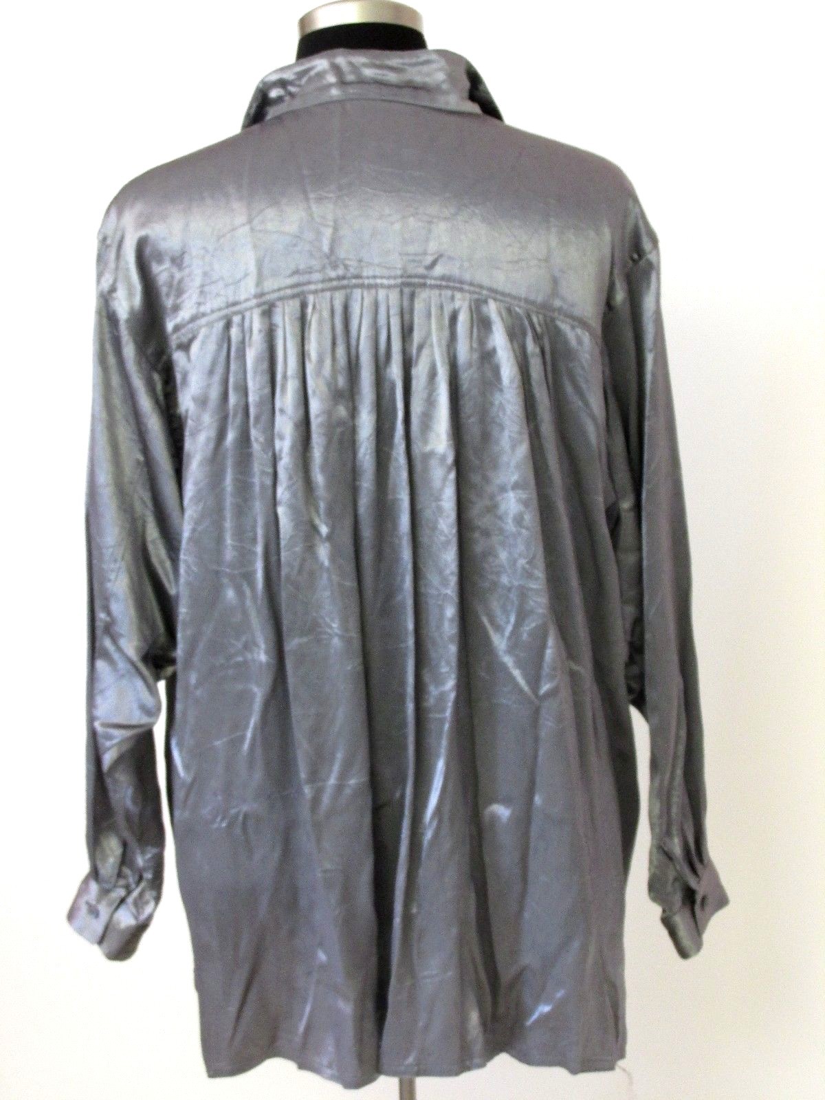 Vintage Women`s Silver Metallic Blouse by Danny Noble Plus Large XT Large Shirt