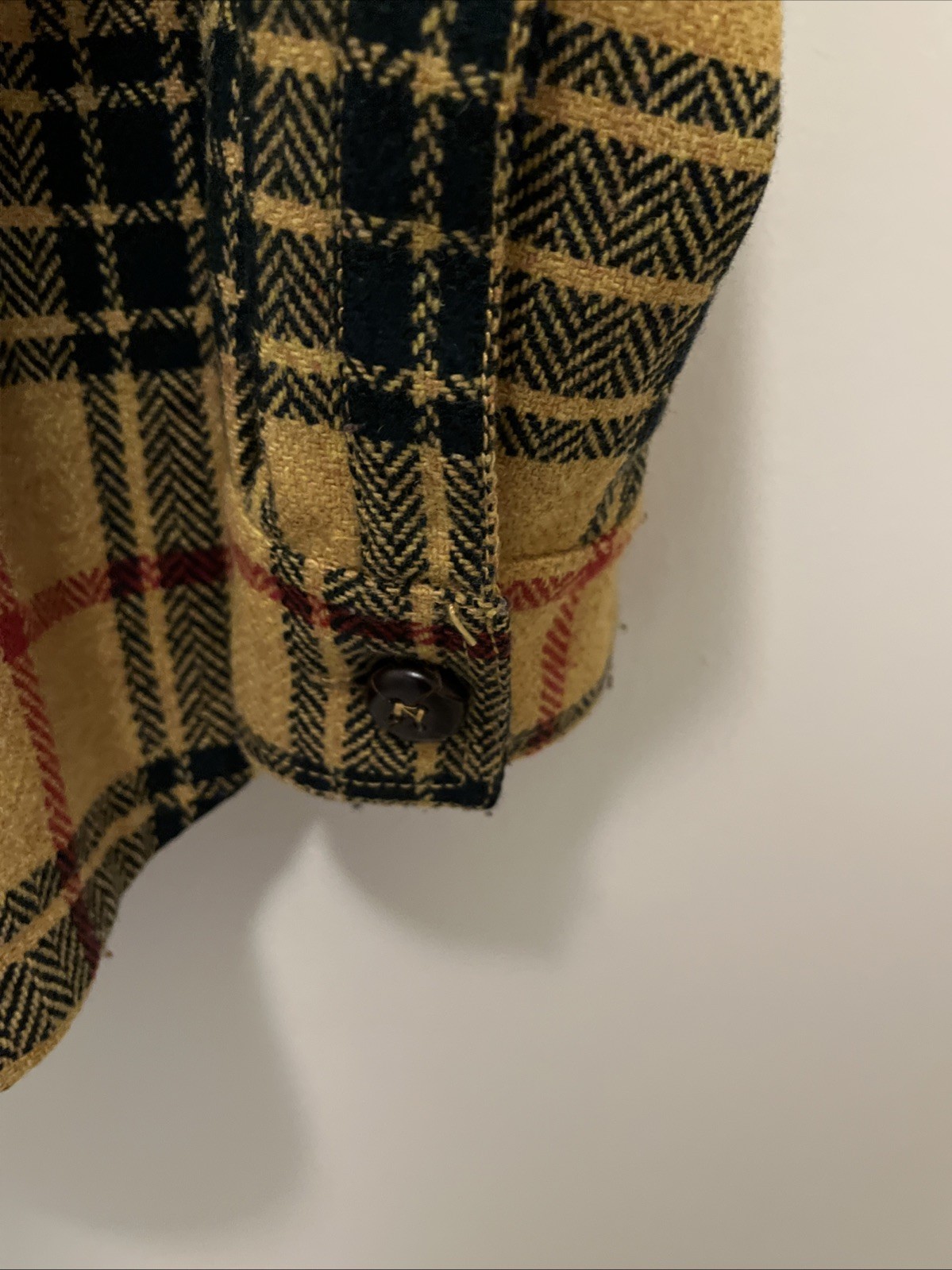 VINTAGE Les Copains Blue Eagle Yellow Plaid Jacket Italy Sz 42 Wool Blend Grunge