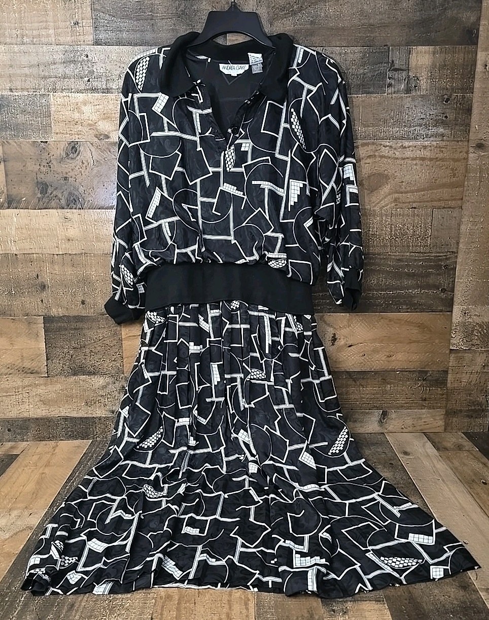 VTG Andrea Gayle Midi Dress Women 12 Classic Secretary Retro Church Academia
