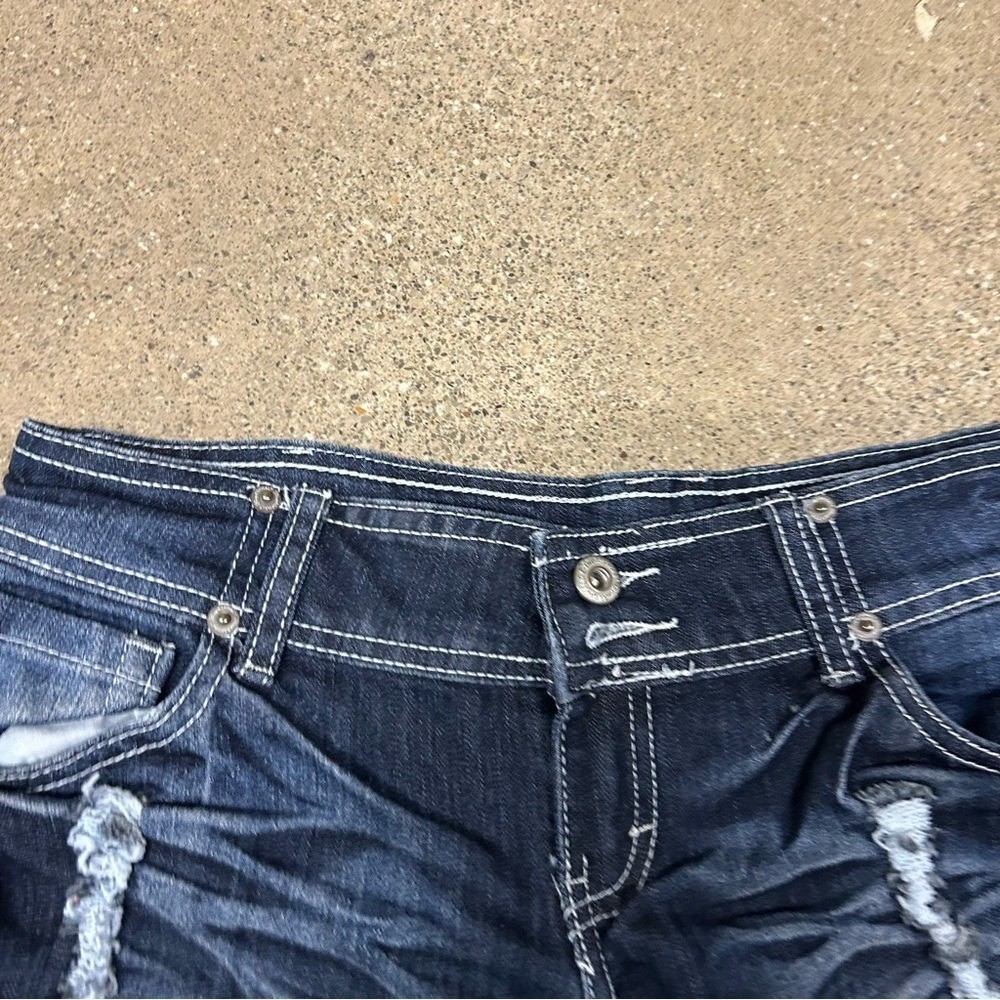 Blue Asphalt Denim Shorts Womens 5 Blue Y2K Mini Micro Grunge 2000s Thigh High