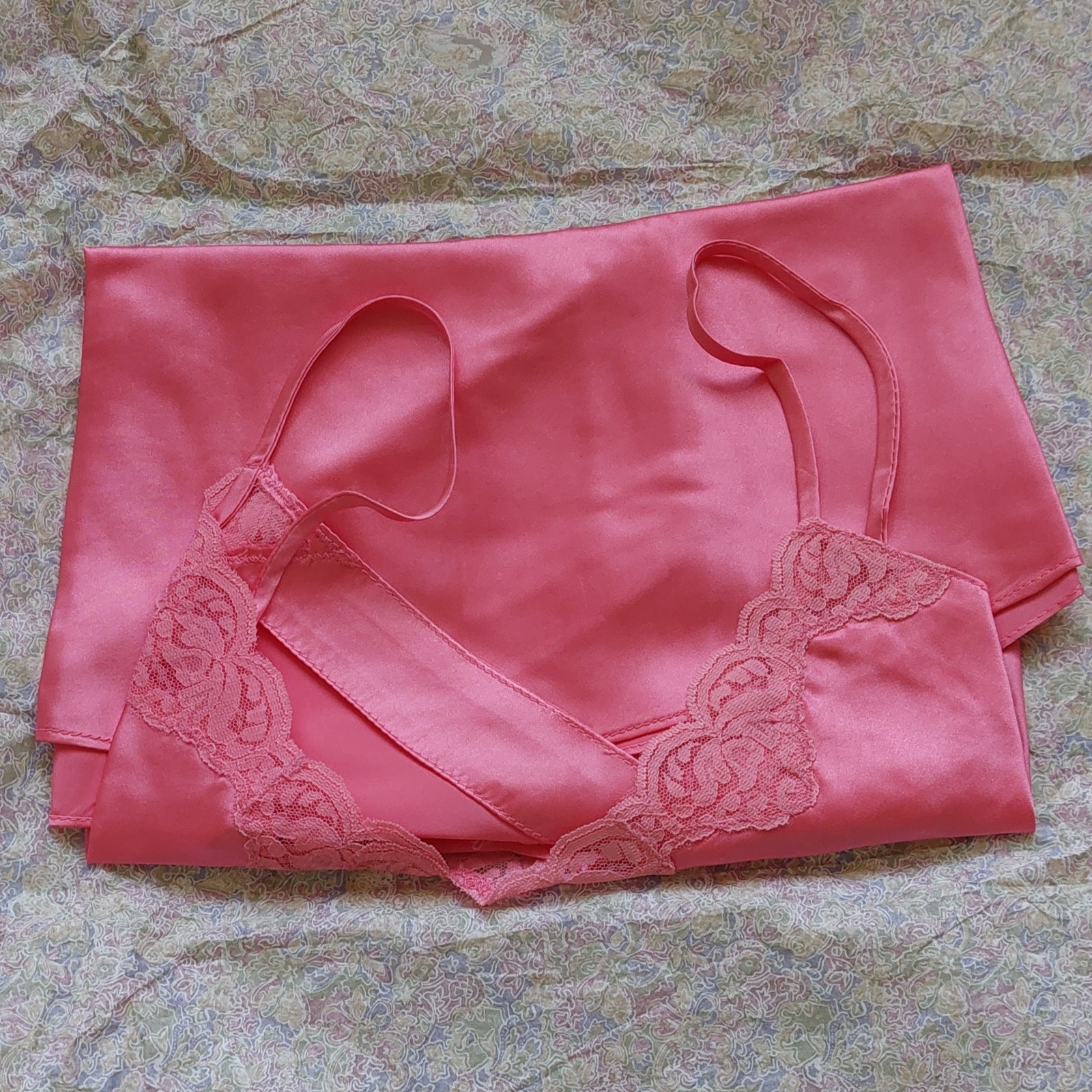 NWT~SILK~Vintage~Victoria’s Secret~Gold Label~Cami ~Top L ~Salmon Pink~Lace Trim