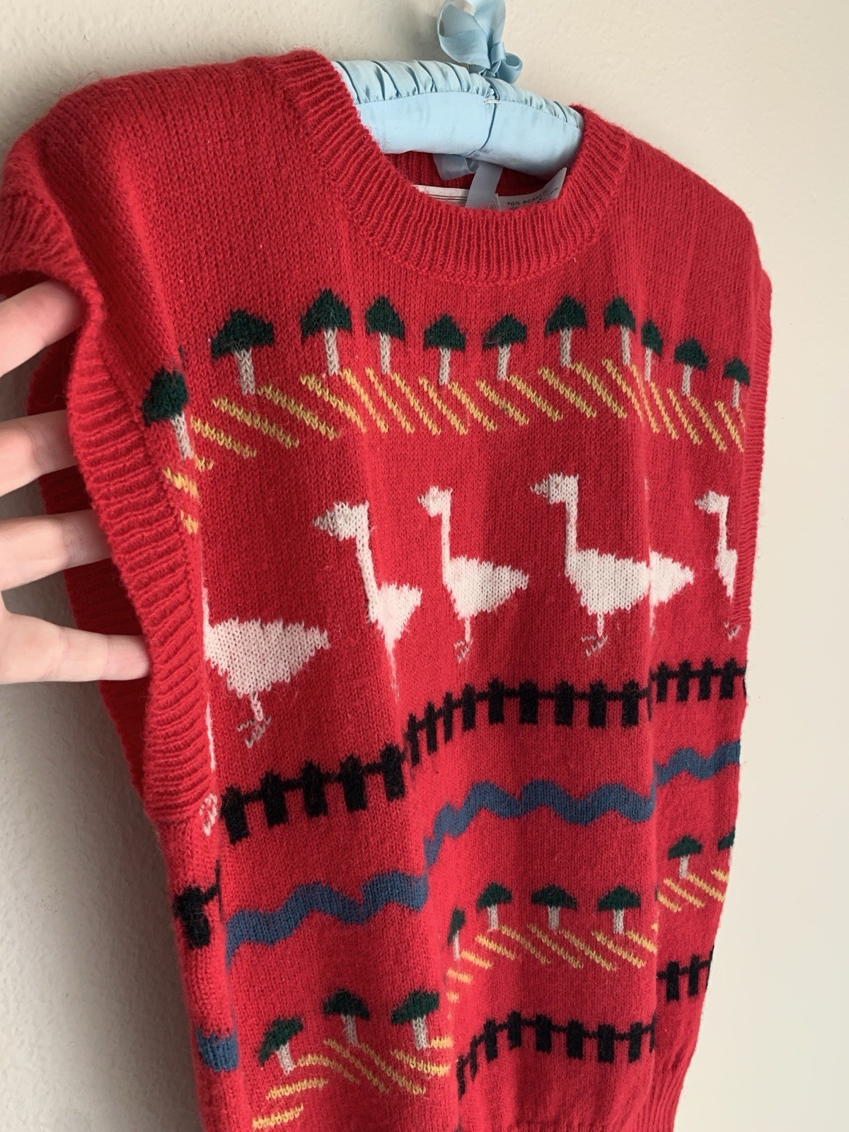 Vintage M The Import Workshop Wool Blend Vest Red Goose Farm Retro 70 80s Kitsch