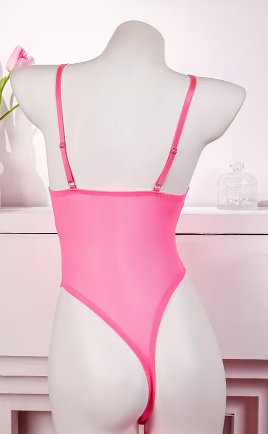 New-Sexy Pink Lingerie Bodysuit
