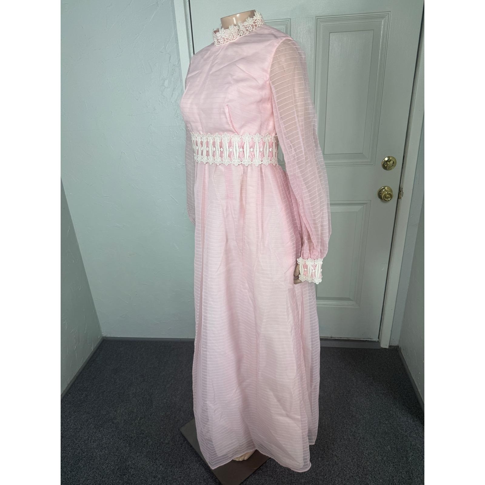 Vintage 70s Emma Domb Women’s Dress Bridesmaid Wedding Formal Maxi Lace H3-1