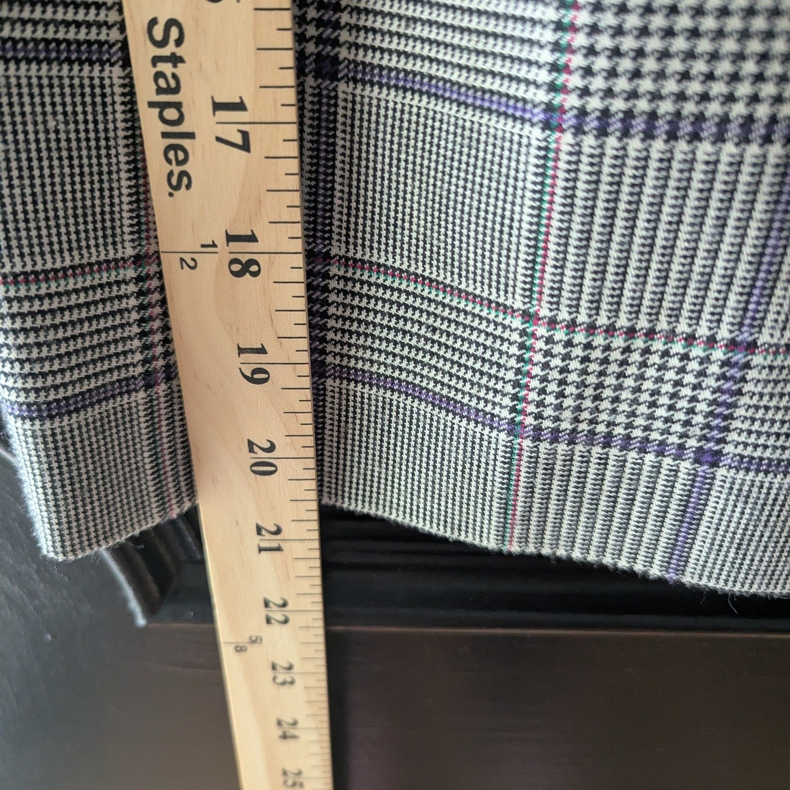 Vtg 90’s Grey Blue Glen Plaid Pencil Skirt High Waist Size 8 Office Pockets