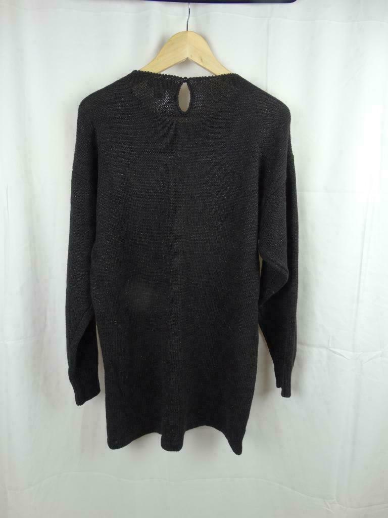 Eminent Vintage Sweater Black Size Medium Gold Flower Beaded Embellished Top 80s