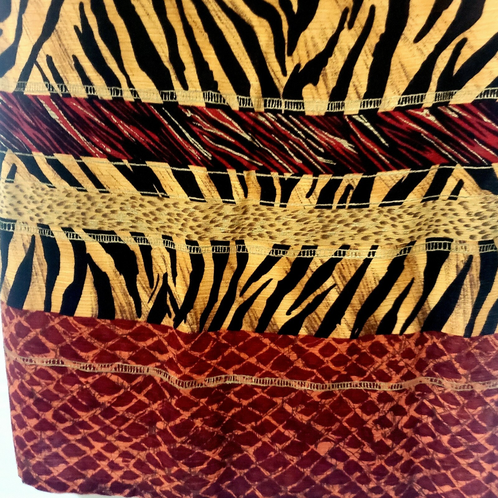 2 Piece Tiger Print Brown Blouse and Long Skirt with Triangle Necklace Set
