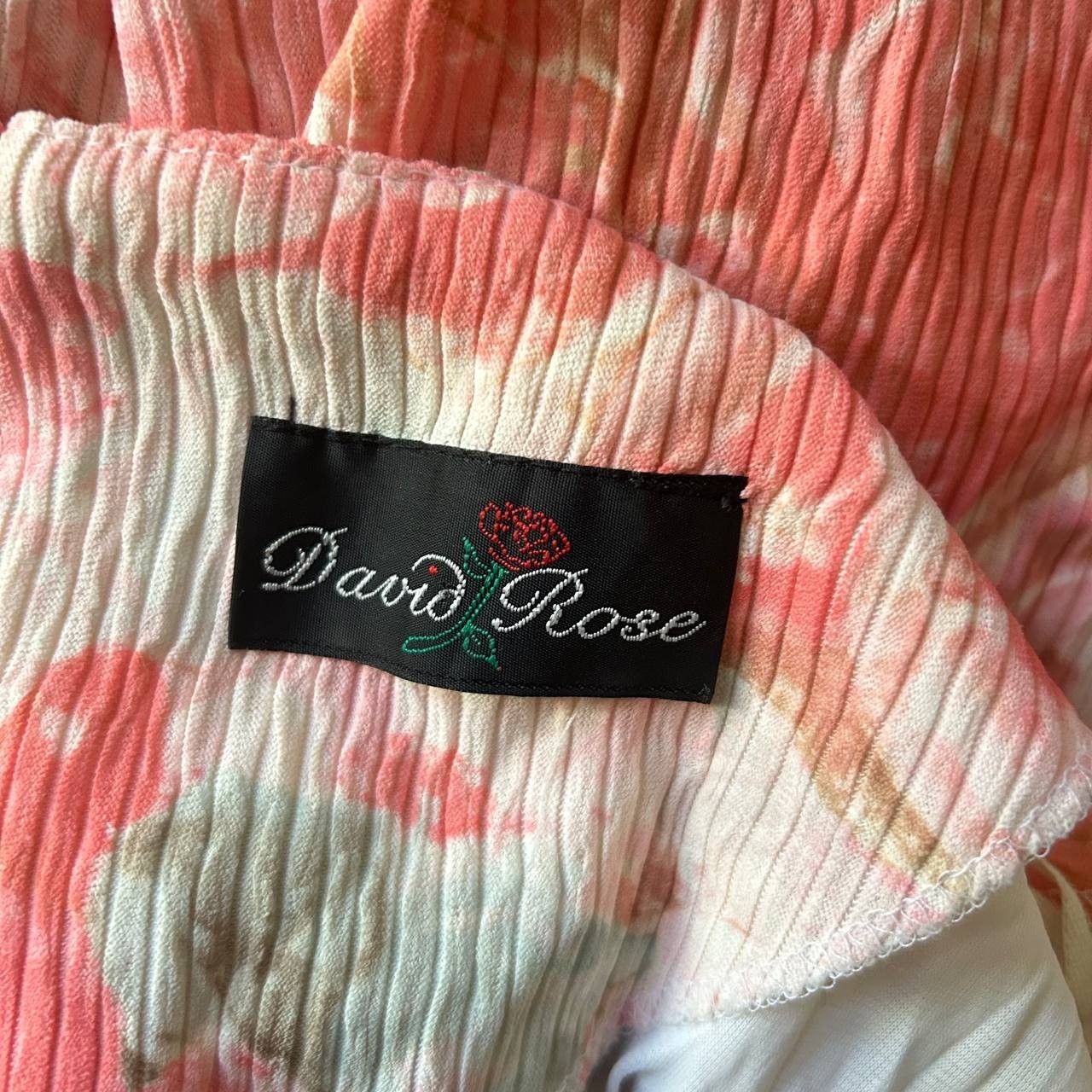 Vintage 80s David Rose Pink Floral Midi Dress Shoulder Pads XXL 48” Bust
