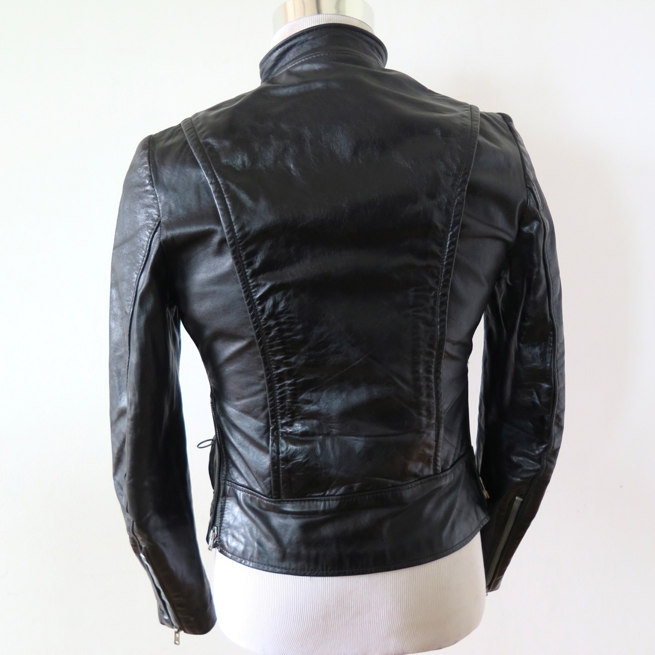 VINTAGE ORIGINAL LEATHER JACKET BROOKS SPORTSWEAR DETROIT 1970’s BLACK SZ 32 XS