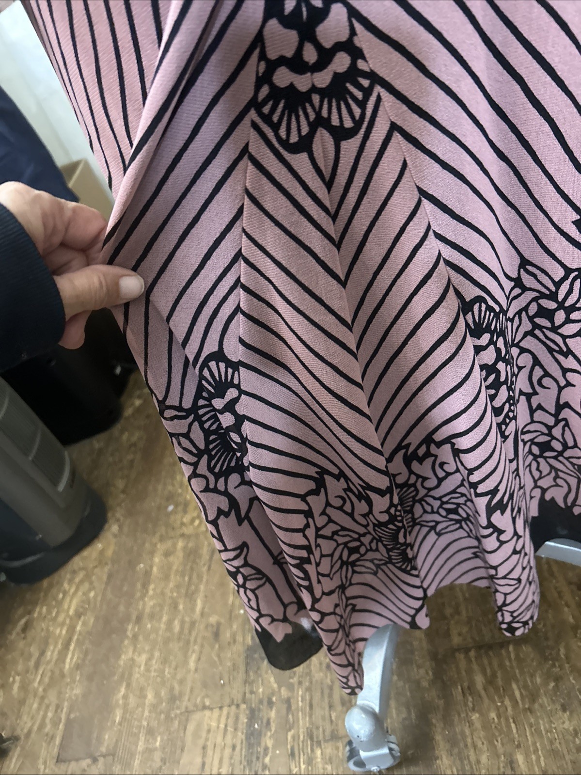 Gorgeous Vintage Vivienne Tam Nylon Mesh Black & Pink Floral Dress Size 1