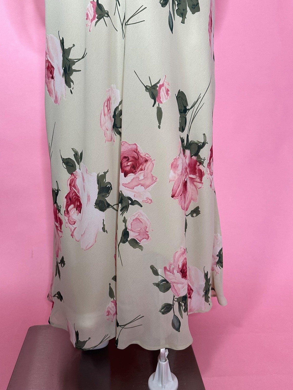 1990s-Y2K HAMPTON NITES ROSE Watercolor Floral Print Maxi Slip Dress. Medium.