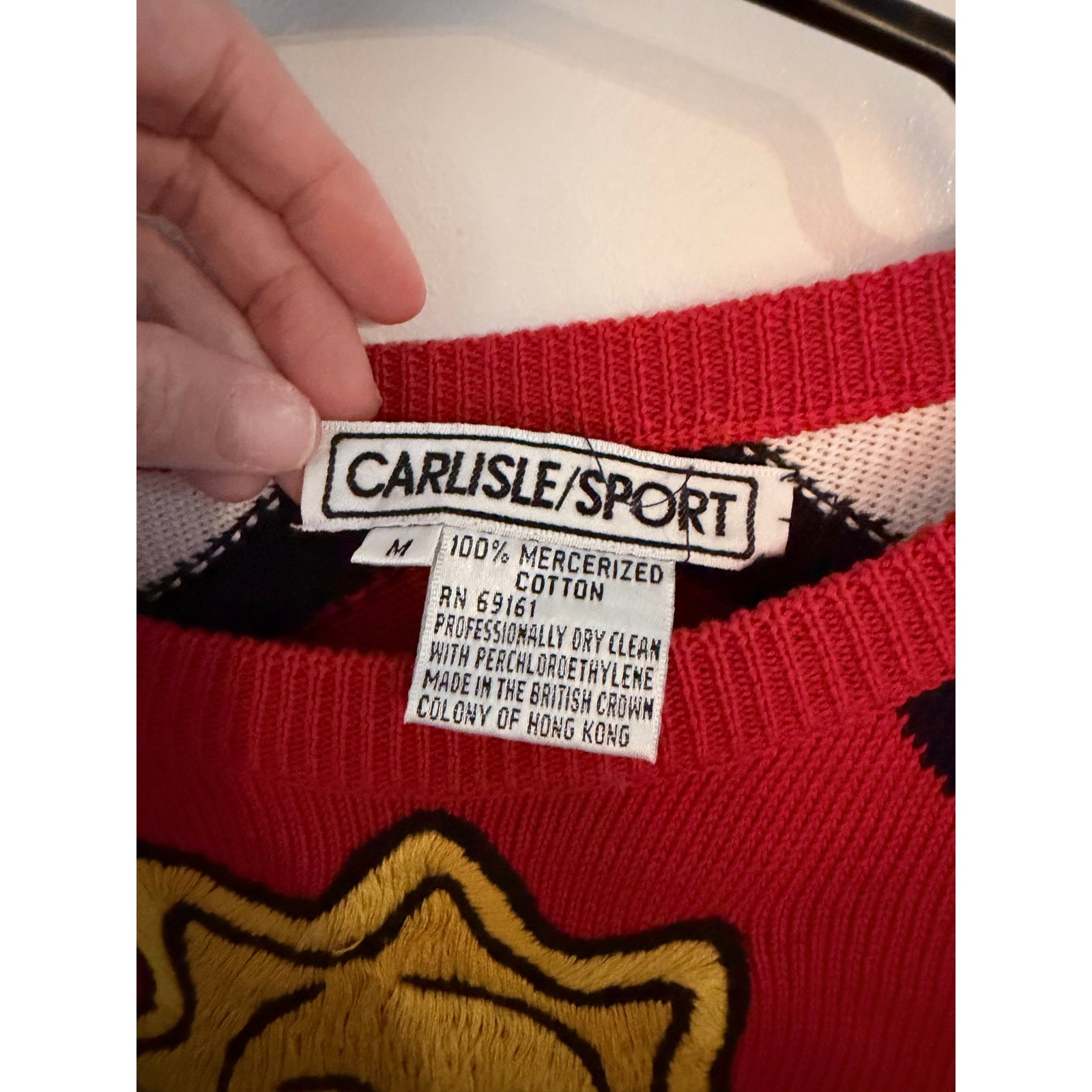 Vintage Carlisle Sport 90s Celestial Sun Embroidered KnitCrewneck Sweater-Size M
