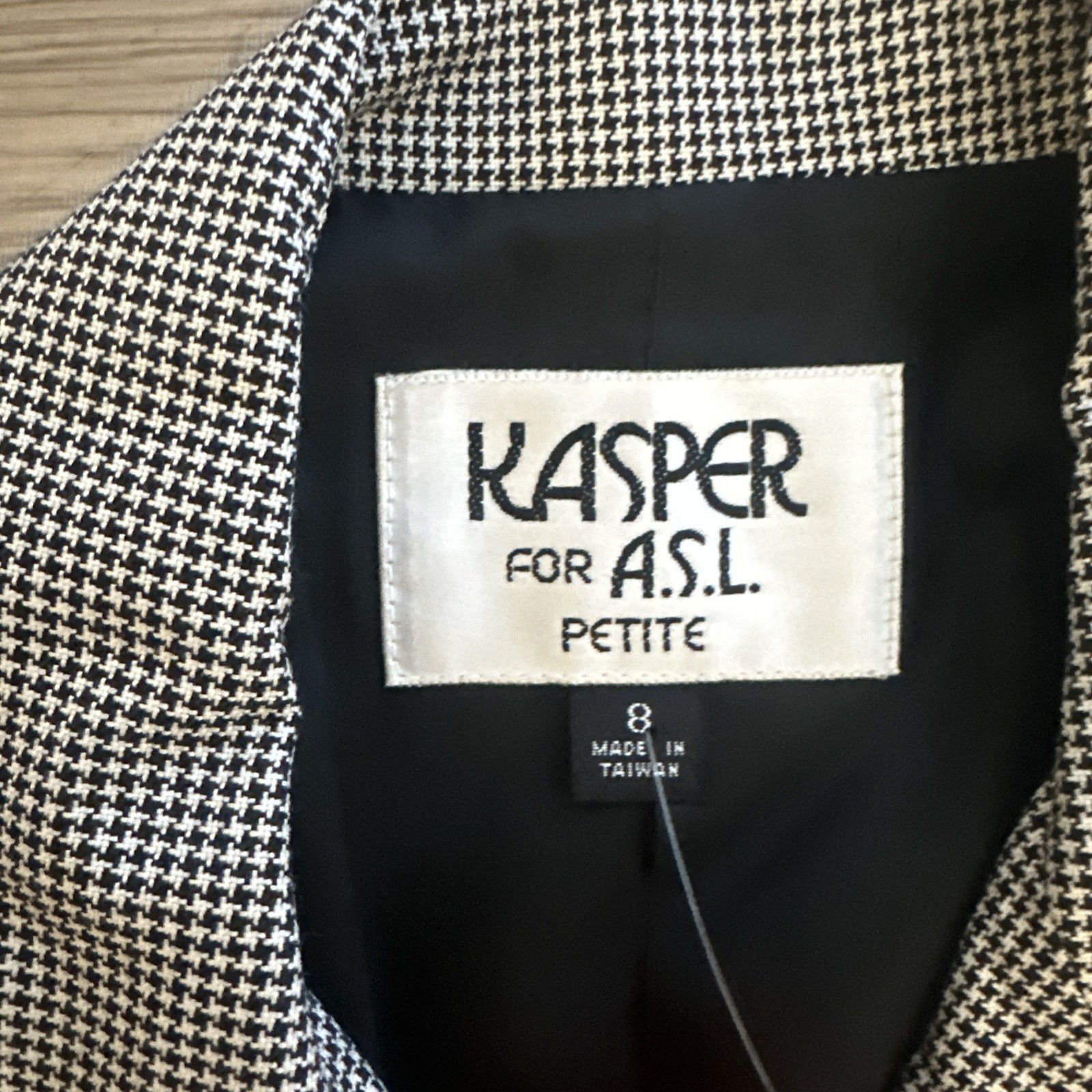 Vtg Kasper For ASL Plaid Double Breasted Blazer Skirt Set Womens Gray 8