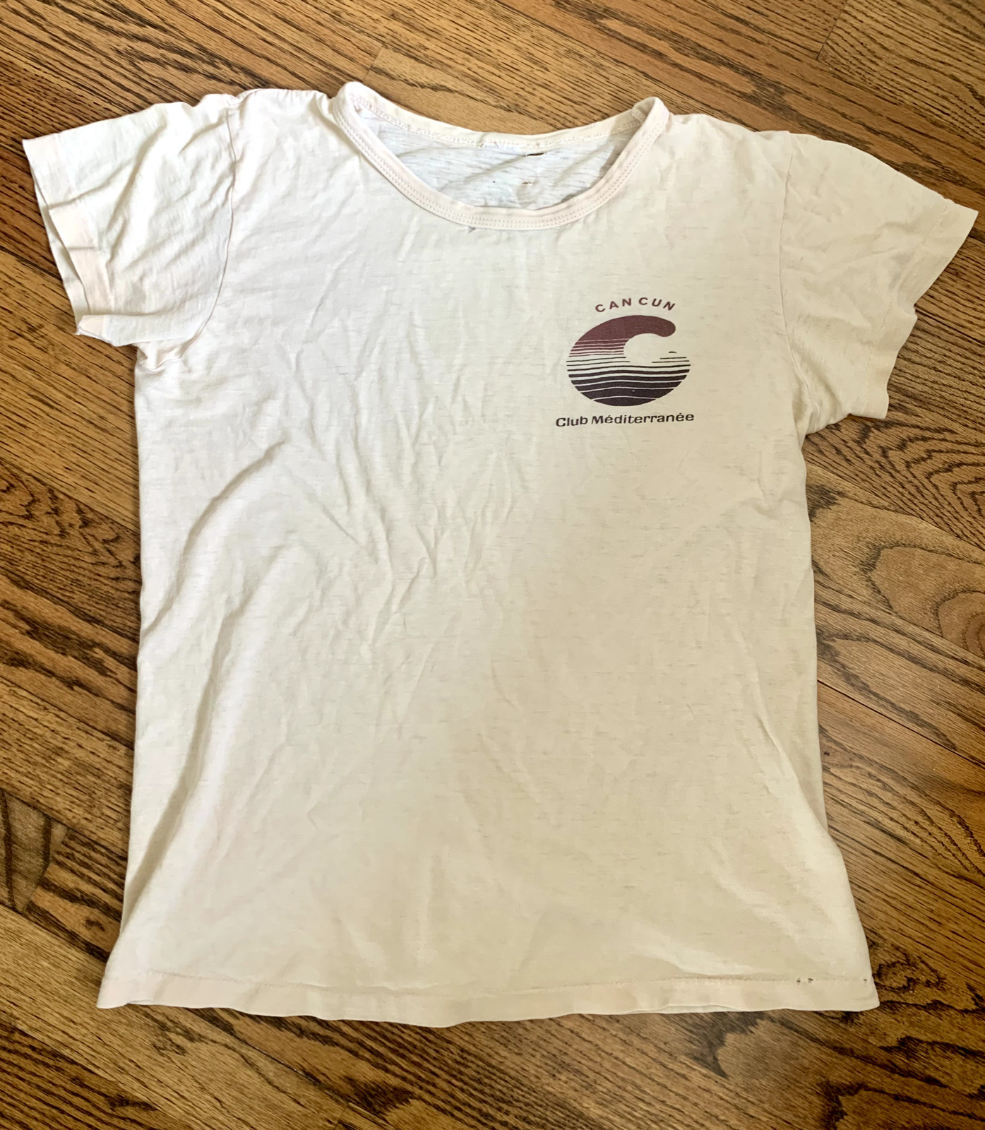 Vintage Club Mediterranee Cancun Mexico Club Med XS T-Shirt Off-White 70s – Rare