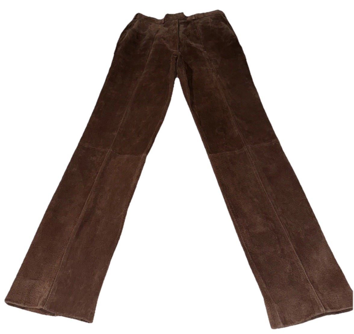 VTG Suede Leather Pants Women’s Brown High Rise Straight Leg Rodeo Sz M 10 *READ