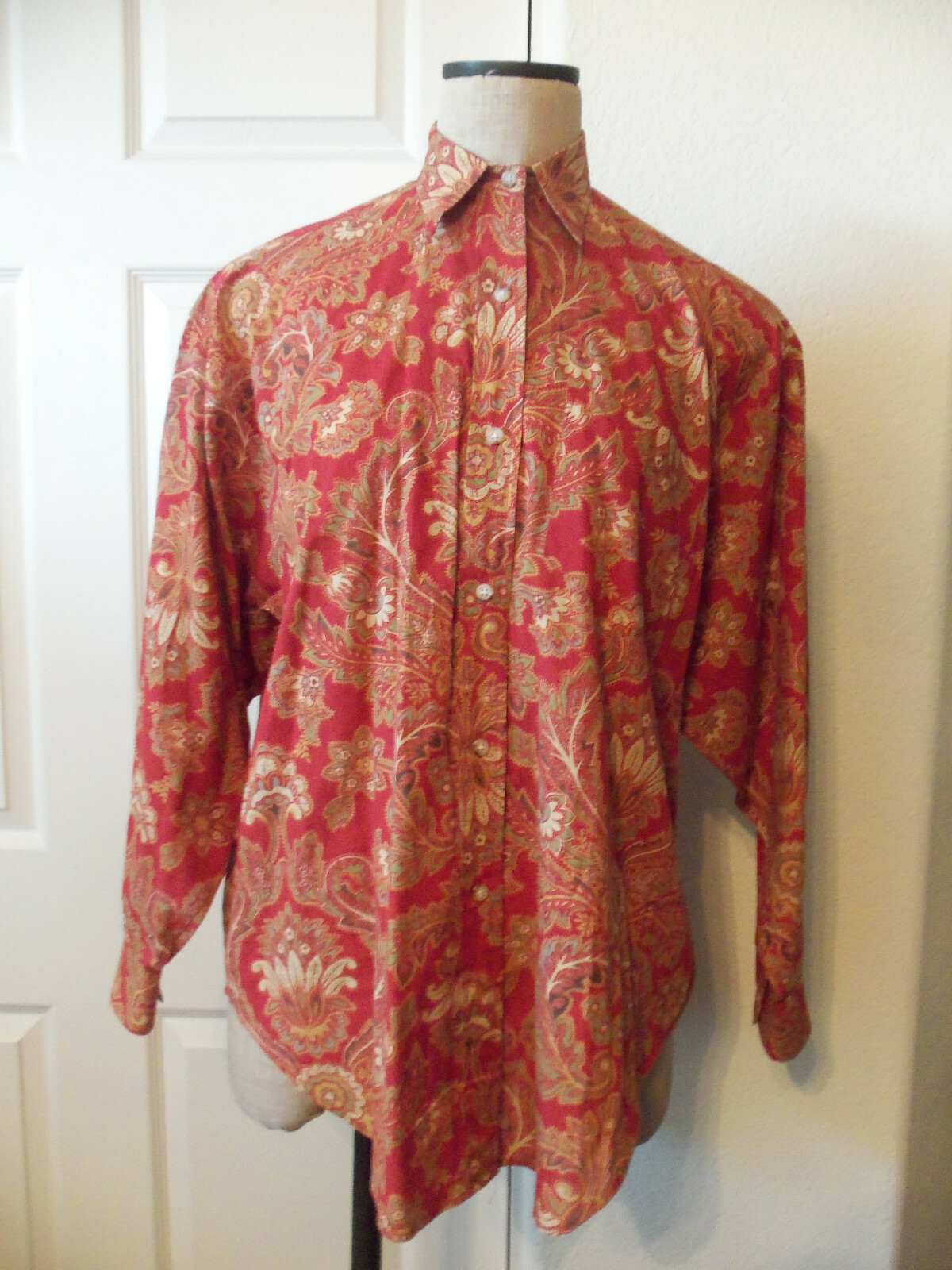 Vintage Ralph Lauren Classics Rust Red Multicolor Paisley Long Sleeve Shirt – 6