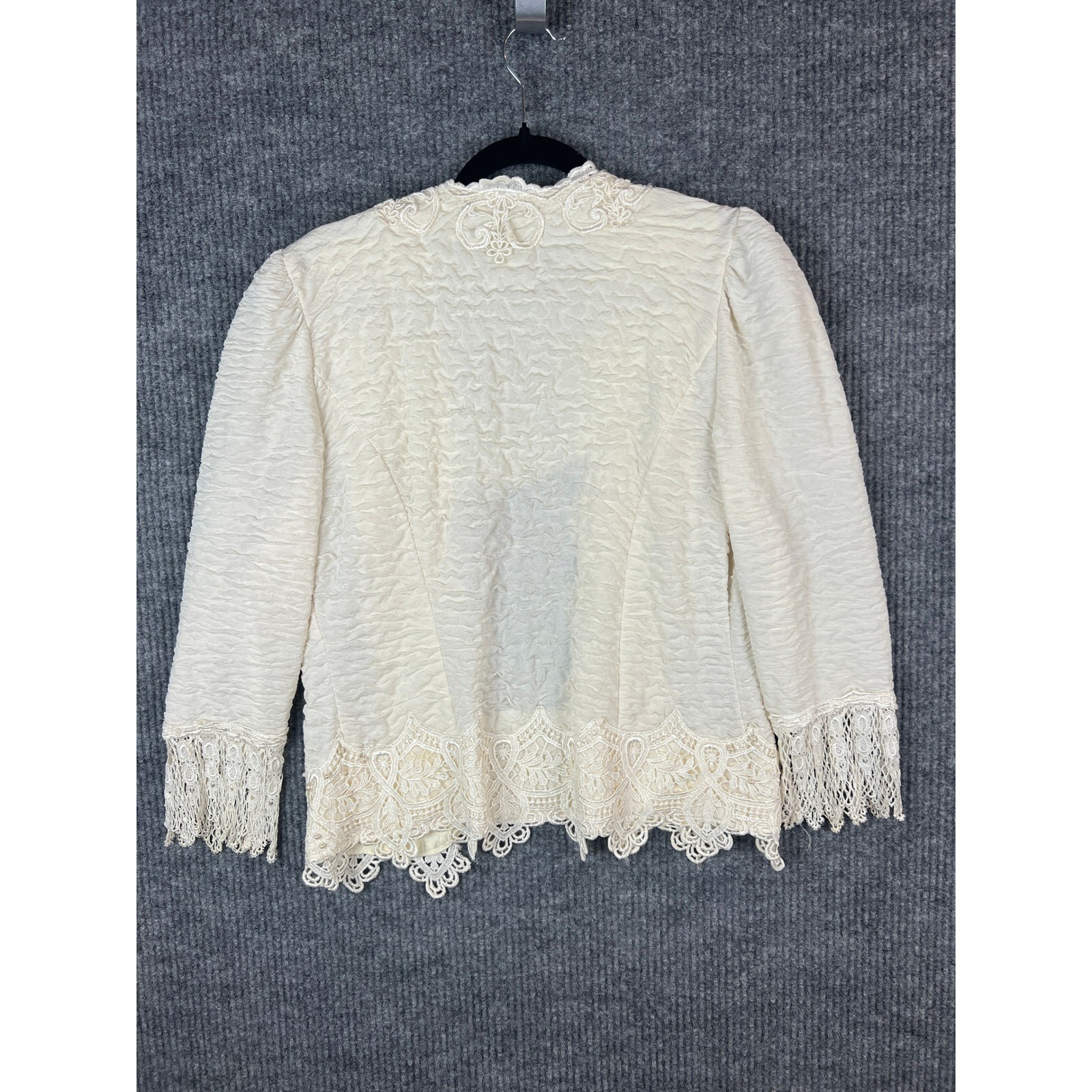 Cottagecore Fairycore Granny Chic Romantic Lace Pearl Jacket Size 11/12