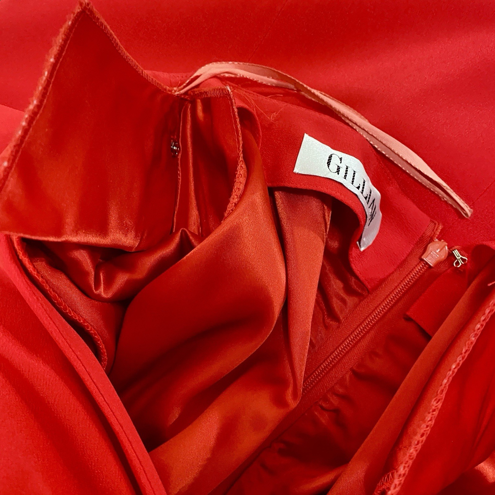 VTG Gillian 100% Silk Red Draped Surplice V-Neck Sheath Dress Size 14