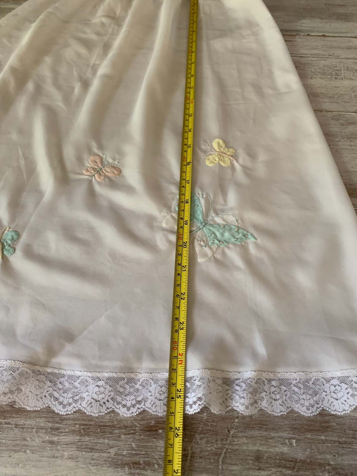 Vintage Corhan Noumair Hand Embroidered Butterflies Lace White Half Slip READ- S