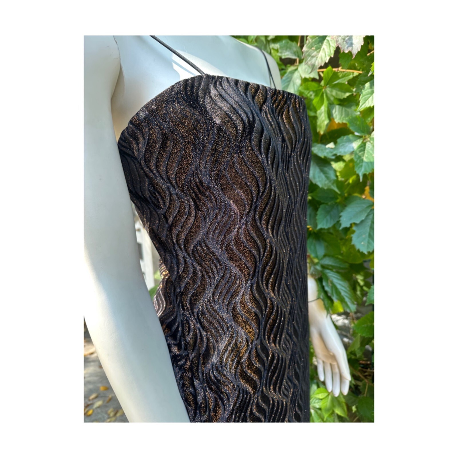 Vtg | 90s Formal Gown Dress Velvet Burnout Copper Metallic Spaghetti Straps 14