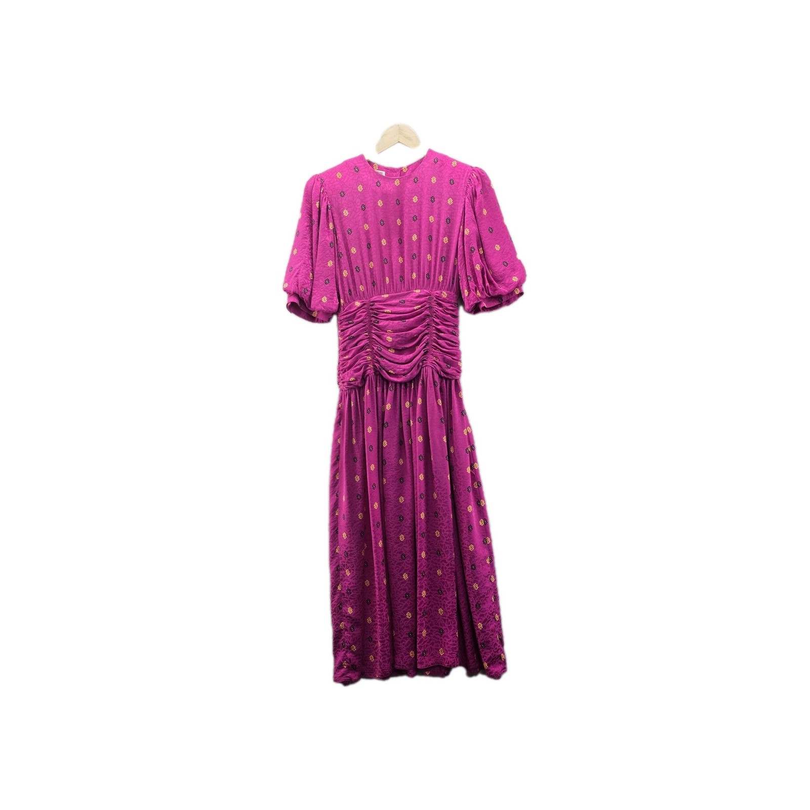 Vintage 80s Pink Geometric Silk Maggy London By Jeannene Booher Dress Size 8