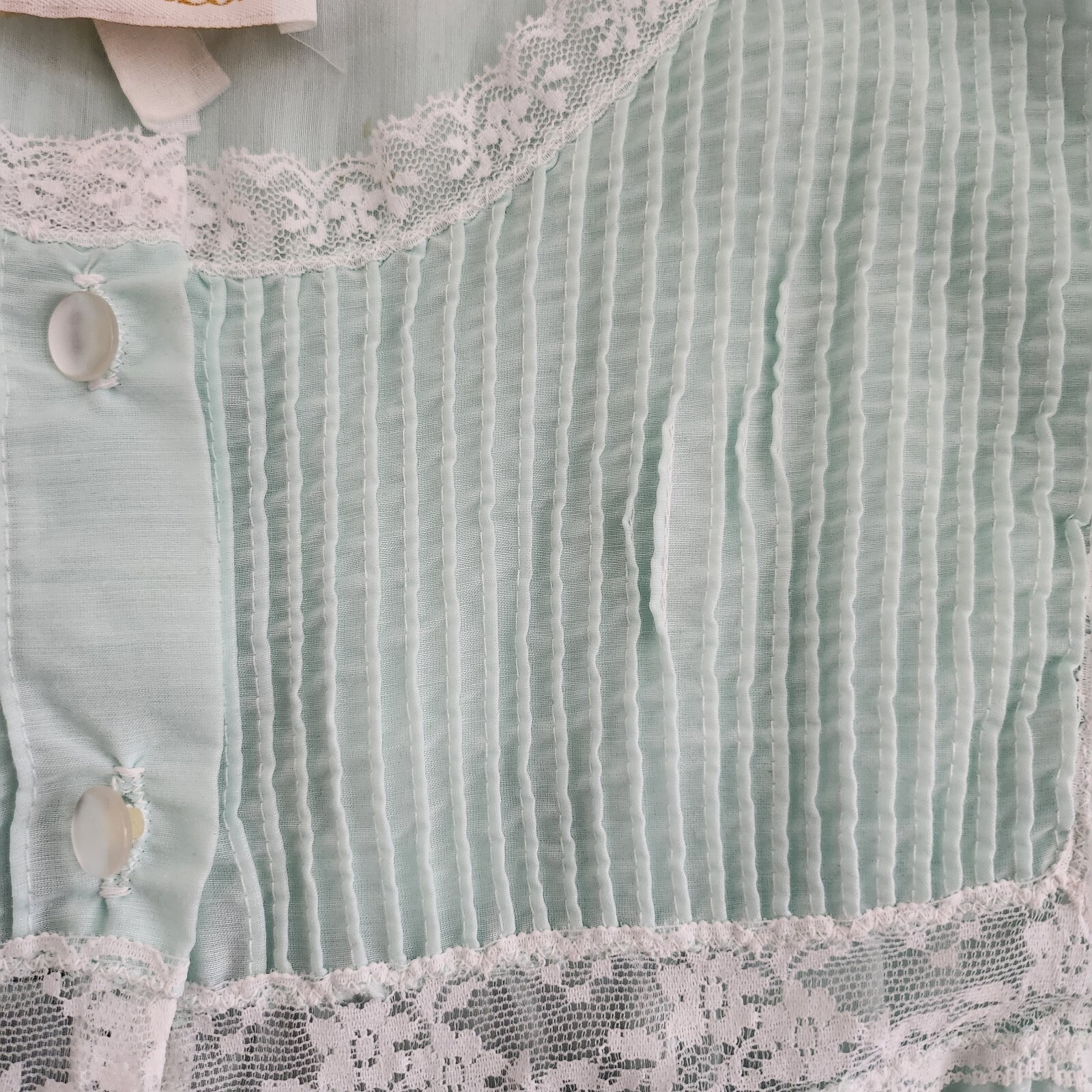 Vintage Barbizon Aqua Green Laced 2pc Robe & Sleeveless Nightgowns S/M