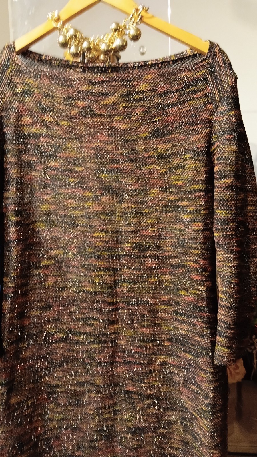 Knitted dress custom made slightly transparent with gold lurex
