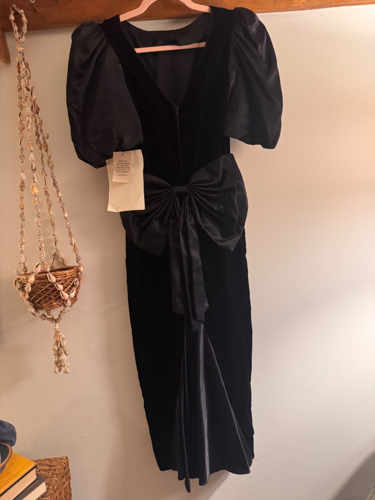 Vintage 80s Gunne Sax Velvet & Satin Bow Dress – Deadstock NWT