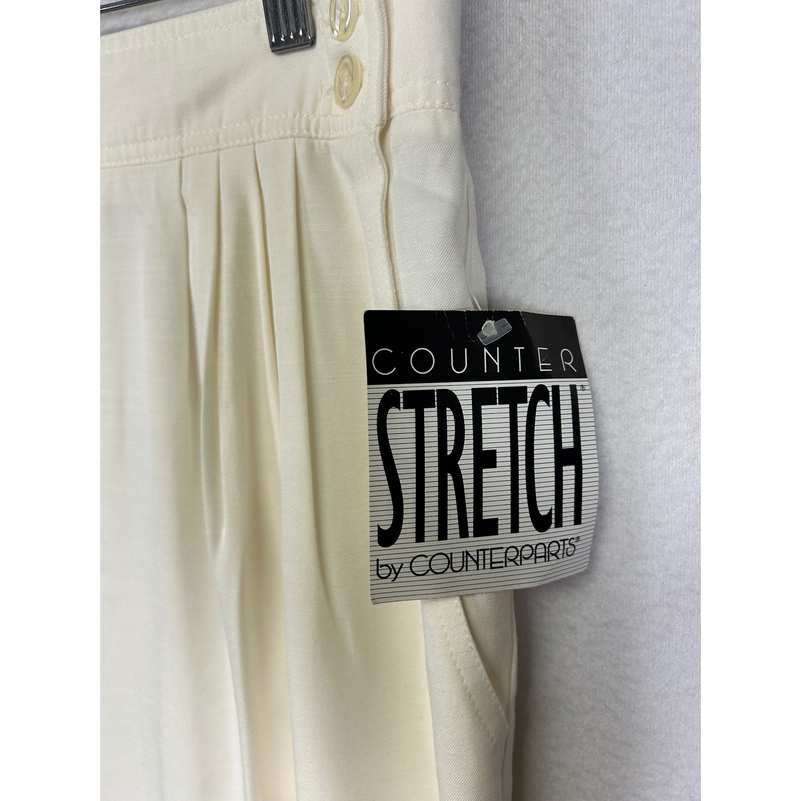 Vintage 80s Counterparts Womens 18 Cream Pleated High Waist Stirrup Pants NEW