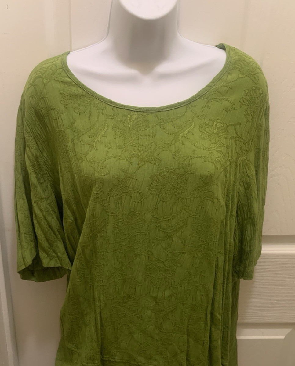 Skirt Top Outfit Set Size 16W Green Boho Earth Tone Comfort Modest Travel Work